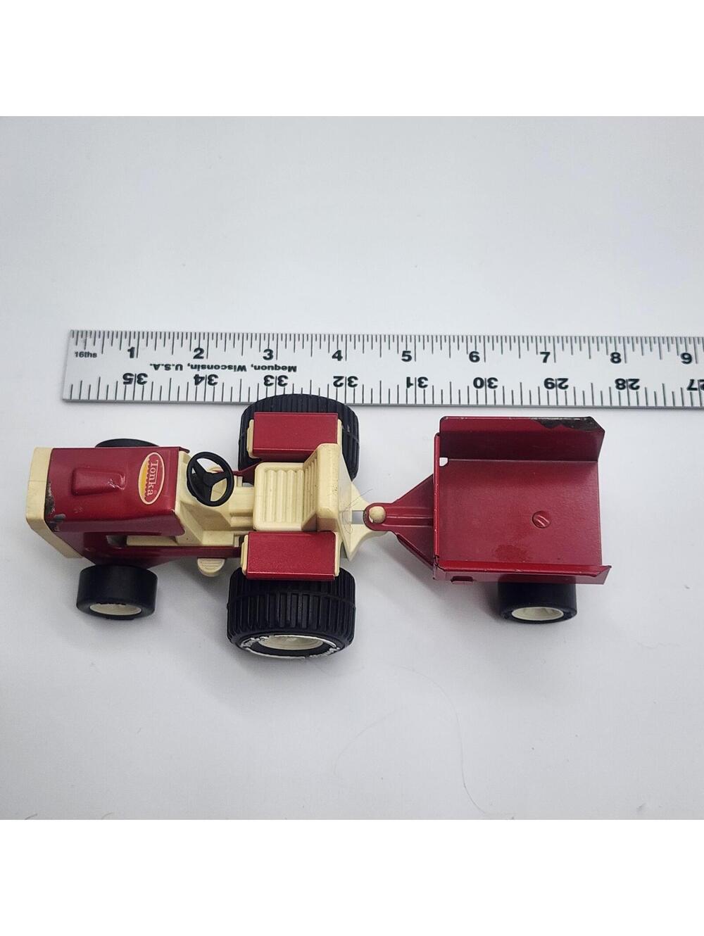 Vintage Tonka Front Loader Tractor Red Cream Construction Toy Loader Truck USA